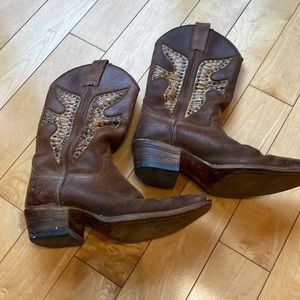 Frye daisy duke python studded leather cowboy boots